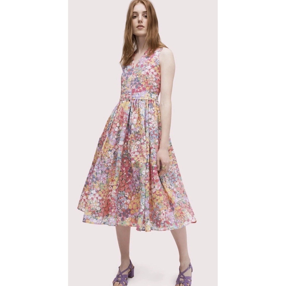 Kate Spade Pink Floral Sleeveless Burnout Dress Size O